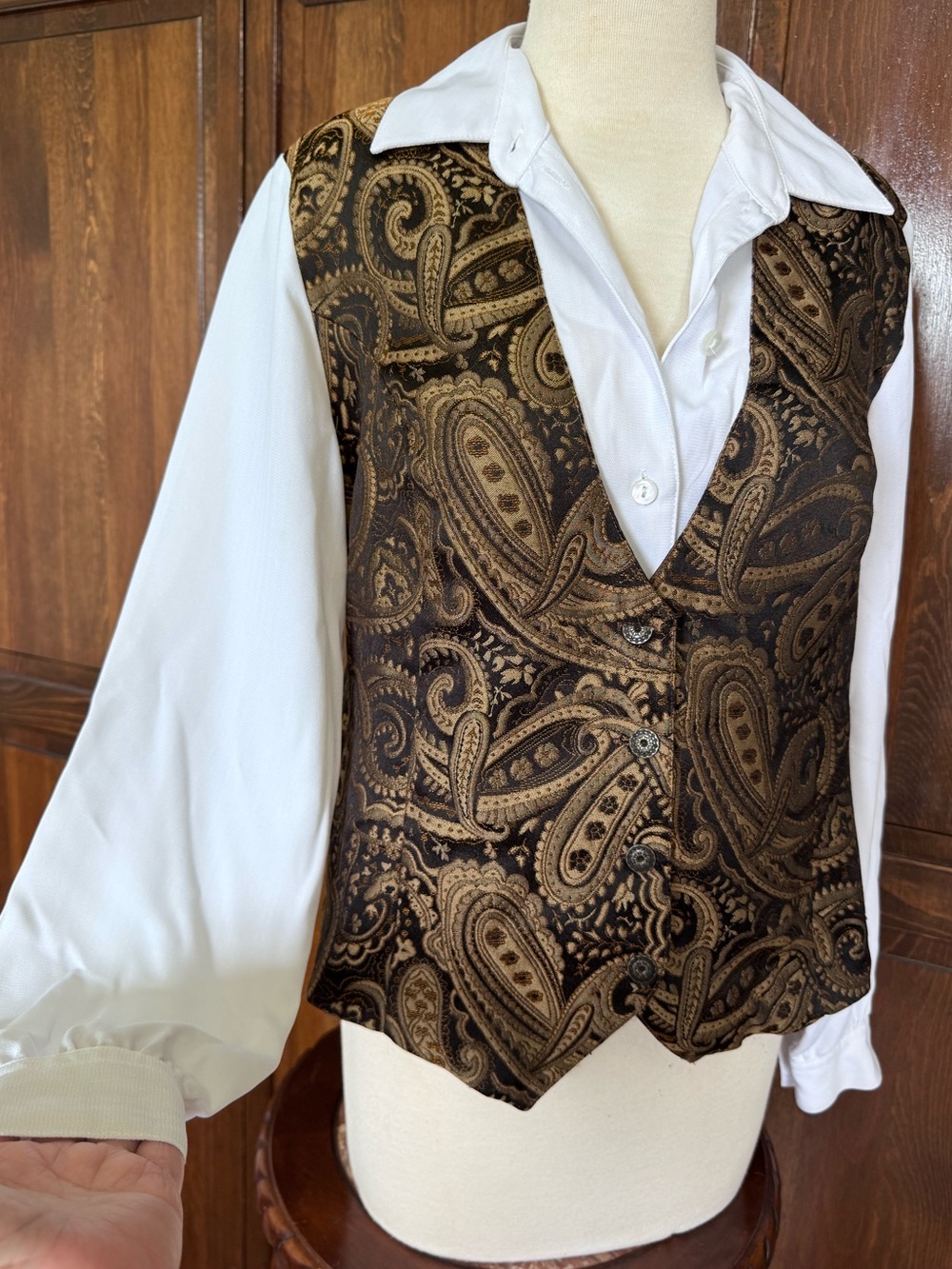 Steampunk Paisley Vest Shirt Women’s Size 10 Vintage Preppy 90s Dark Academia